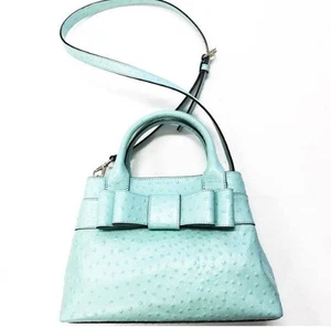Auténtico bolso BOLSO KATE SPADE azul pálido cuero avestruz arco $428 - Imagen 1 de 6