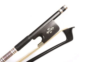 Viola Bow Carbon Fiber stick with Ebony Frog Natural Horse Hair fleur-de-lis - Bild 1 von 6