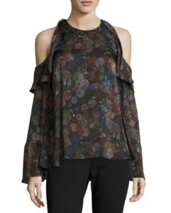 IRO Damen Top Seide Cold Shoulder Blumen Bluse Bauern Cut Out Ciclan Größe 40 - Bild 1 von 12