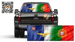 Azorean and Portugal Flag Rear Window Perforated Graphic Decal Sticker Trucks - Picture 1 of 5