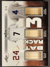 Mays Mantle Snider 2020 Leaf Lumber Kings Bat Rack Three TRIPLE GU BAT RELIC /6