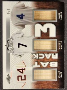 Mays Mantle Snider 2020 Leaf Lumber Kings Bat Rack Three TRIPLE GU BAT RELIC /6