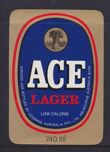 BEER LABELS:   ACE LAGER  LOW CALORIE   740 ml.. - Bild 1 von 1