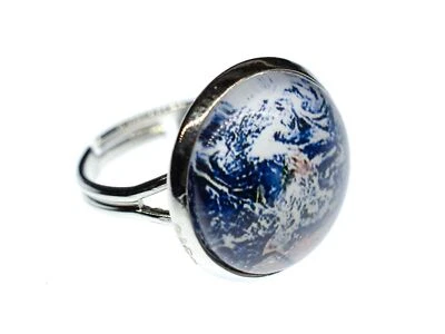 Anillo Cabujón Globo Imagen Satelital Mundo Miniblings Todo Espacio Satélite Azul Foto 1 de 4