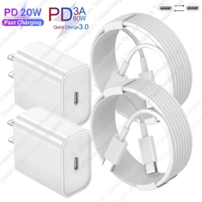 2X Type C Fast Charger Adapter USB C To USB C Cable For Samsung i-Phone 15 16 17 - Image 1 of 4