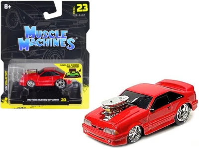 1/64 Muscle Machines 1993 Ford Mustang SVT Cobra Diecast Model Car Red 15563 RD - Image 1 of 2