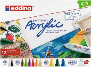 Edding Acrylic Creative Paint Marker Set | Artist Set 12 | Various Nib Widths - Picture 1 of 4