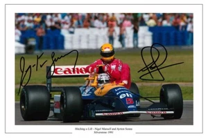 NIGEL MANSELL & AYRTON SENNA SIGNED PHOTO PRINT AUTOGRAPH FORMULA ONE F1 - Picture 1 of 1