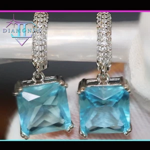 Blue Diamond Earrings | Aquamarine Blue Earrings, Aquamarine Earrings | Earrings - Picture 1 of 4