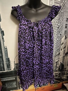 Betsey Johnson Intimates Semi-Sheer Purple Leopard Print Babydoll Nightie Sz S - Picture 1 of 8
