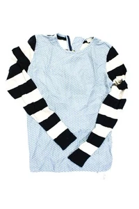 Stella McCartney Kids Girls Floral Print Striped Sleeve Knit Blouse Blue Size 12 - Picture 1 of 5