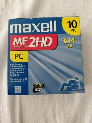 Maxell MF2HD 3.5” Floppy Disks 1.44MB 10 Pack – Factory Sealed New Foto 1 de 2