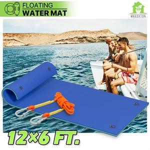 12 Ft Blue Floating Water Pad 3-Layer XPE Foam Lounge Bed River Gaint Float Mat - Picture 1 of 11