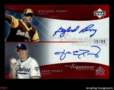 2005 Reflections Dual Signatures Red #GPJP Gaylord Perry & Jake Peavy AUTO 18/99 - Image 1 of 2