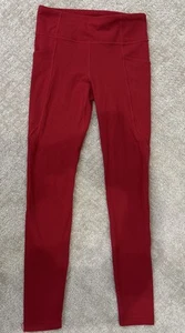 Athleta Girl Size Med 8-10 Red High Rise Stash Your Treasures Tight Leggings EUC - Picture 1 of 11