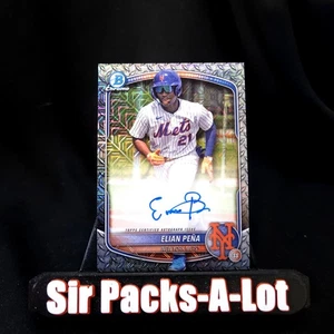 Bowman Chrome Mega Elian Peña 2025 automático metal acero 67/100 NY Mets #BMA-EP - Imagen 1 de 2