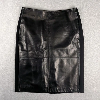 Falda Talbots Para Mujer 6 Corderos Piel Frontal Negra Lápiz Elastizada Foto 1 de 4