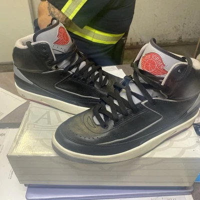 Tênis Nike Air Jordan 2 retrô preto cimento fogo vermelho vela cinza NOVO masculino tamanho 9.5 - Imagem 1 de 4
