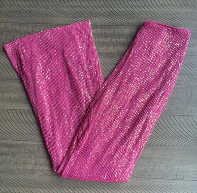 Брюки расклешенные розовые лилии женские размер Small Barbie вечеринка на Хэллоуин гламурные - Изображение 1 из 4