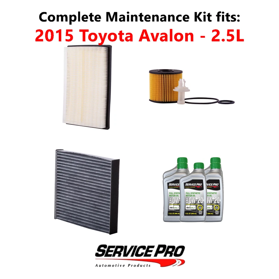 2015 Toyota Avalon 2.5L Complete Oil, Air & Cabin Filter Kit (0W-20) Foto 1 de 4