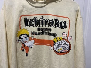 Naruto Men Sweatshirt 3X Yellow Hoodie Ichiraku Ramen Noodle Soup Graphic Print - Picture 1 of 5