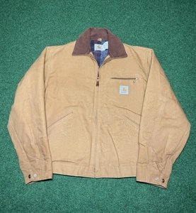 90s Carhartt Detroit Coat Jacket Tan Flannel Blanket Lined trendy large hipster - Bild 1 von 6