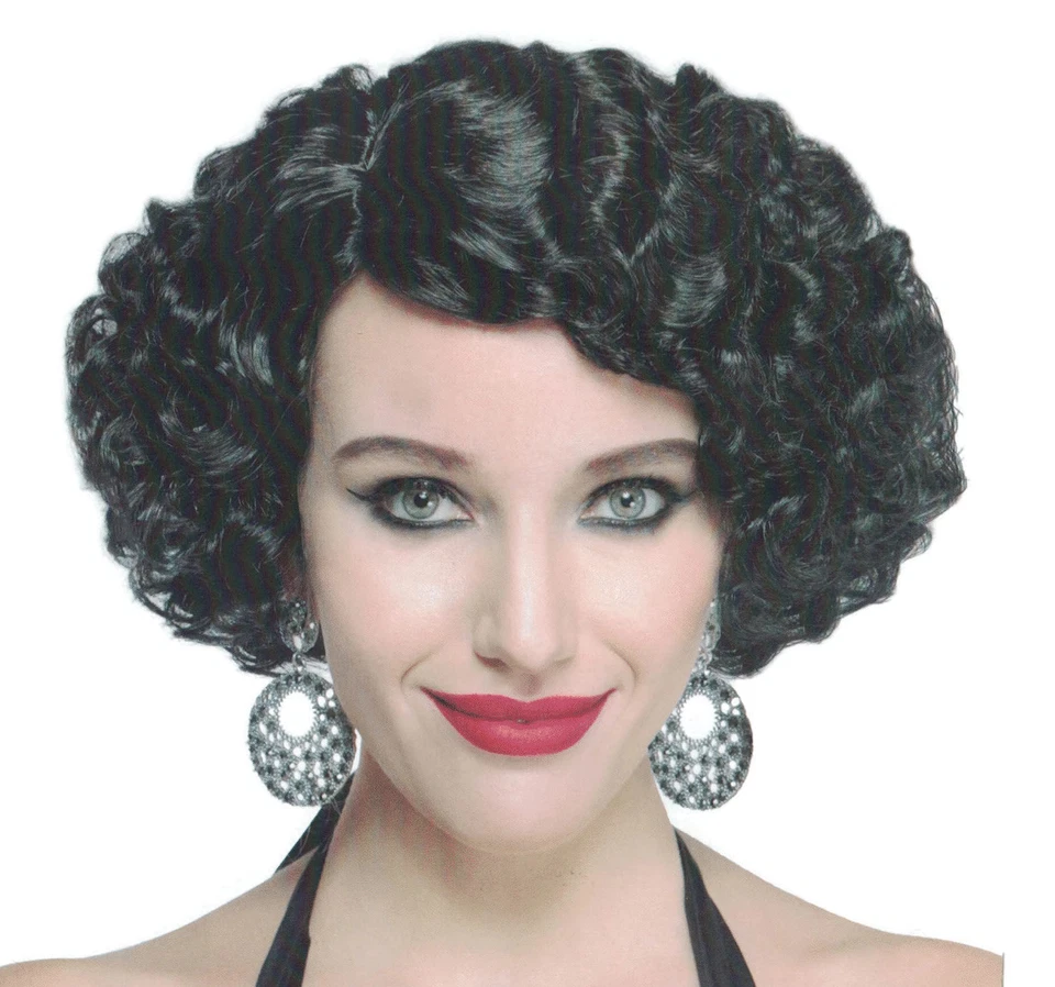 Модный парик 20-х взрослый один размер Хэллоуин черный способ отпраздновать возраст +14 - Изображение 1 из 1