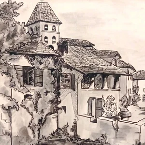 Vieilles Demeures en Dordogne Encre Originale signée Encadrée - Imagen 1 de 14