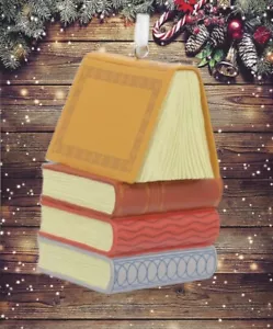 Trimmer albero di Natale segno distintivo ornamentale pila di libri lettura Natale nuovo - Foto 1 di 5
