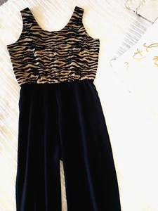 Vintage! JOSEPH RIBKOFF Black Jumpsuit 12 Large Knit Top Pant Suit Outfit Romper - Picture 1 of 11
