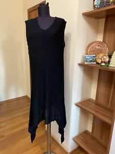 KAMUFLAGE SCHWARZ VISKOSE/LEINEN STRICK LÄSSIG ASYMMETRISCHER SAUM TUNIKA KLEID-GR. II - Bild 1 von 12