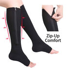 3 Pair Zippered Compression Socks Open Toe 20-30Mmhg With Zipper Safe Protection