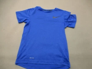NIKE DRI-FIT Size M Boy Blue Stretch Crew Neck Short Sleeve Athletic T-Shirt 327 - Picture 1 of 6