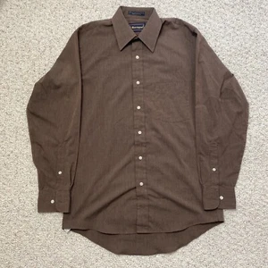 Barrington Mens Dress Shirt sz 15 Brown Button Down Lightweight Cotton Blend - Picture 1 of 10