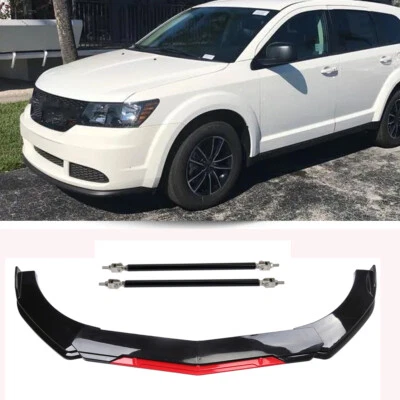For Dodge Journey SXT 2009-2022 Glossy Red Front Bumper Lip Spoiler with Rods Foto 1 de 4
