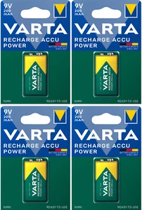 4 x VARTA Recharge Accu Power 200mAh 9V 56722 7HR9V Rechargeable Battery - Picture 1 of 3
