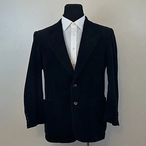 Personal Choice Black Size 37 Sport Coat Jacket Corduroy 2-Button Men's P08 - Picture 1 of 13