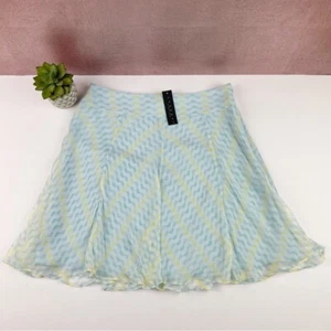 Laundry By Shelli Segal 100% Silk Blue Yellow Skirt New With Tag Women Size 6 - Picture 1 of 6