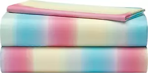 3 Piece Sheet Set, Including Top Sheet, Fitted Sheet and Pillow Case, Rainbow Om - Picture 1 of 12