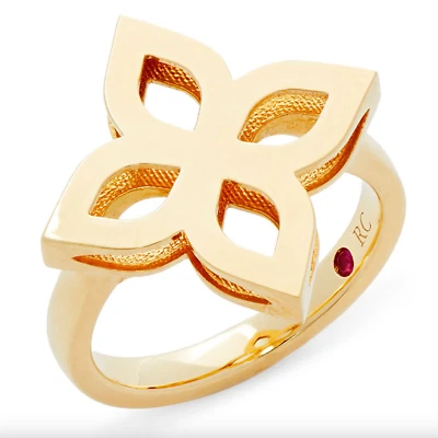 ROBERTO COIN 公主花卉轮廓戒指 18K 黄金尺寸 6.5 — 第 1/4 张图片