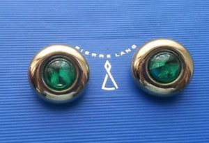 Prächtige Pierre Lang Modeschmuck Ohrringe Clips Ohrclips goldfarbig mit Stein - Bild 1 von 13