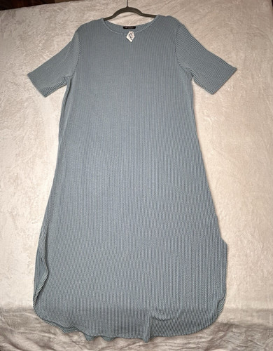 VETEMENTS Abito midi Bombom maglia a costine girocollo manica corta tasche spacchi laterali taglia XL