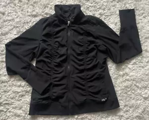 Fila Sport Jacket Womens Large Black Full Zip Performance Track Rouched Front - Picture 1 of 10