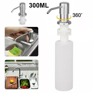 300ML Kitchen Sink Soap Dispenser Polish Stainless Steel Hand Liquid Pump Bottle - Picture 1 of 8