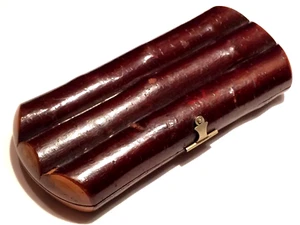 Rare Antique German Log Effect Triple Cigar Holder / Case Muster-Schutz - Picture 1 of 8