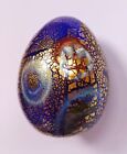 Murano Glass Egg Hollow Gold Leaf Blue Easter Venice