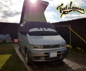 Cubierta de pantalla de ventana Blackout Blind Camper Van Mazda Bongo envoltura ojos azules - Imagen 1 de 6