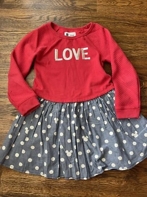 Vestido BabyGap Disney Niñas Manga Larga Estampado Love Minnie Mouse Vestido Talla 5 Foto 1 de 4