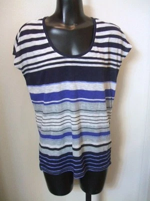 Athleta Top Shirt Layer Blue Striped XS Thin Purple Gray White Cute! - Image 1 of 4