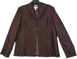 Talbots~Mujer Talla 14~Marrón Pura Seda Blazer Oficina Ropa Chaqueta Completamente Forrada Nuevo sin Etiquetas - Imagen 1 de 16